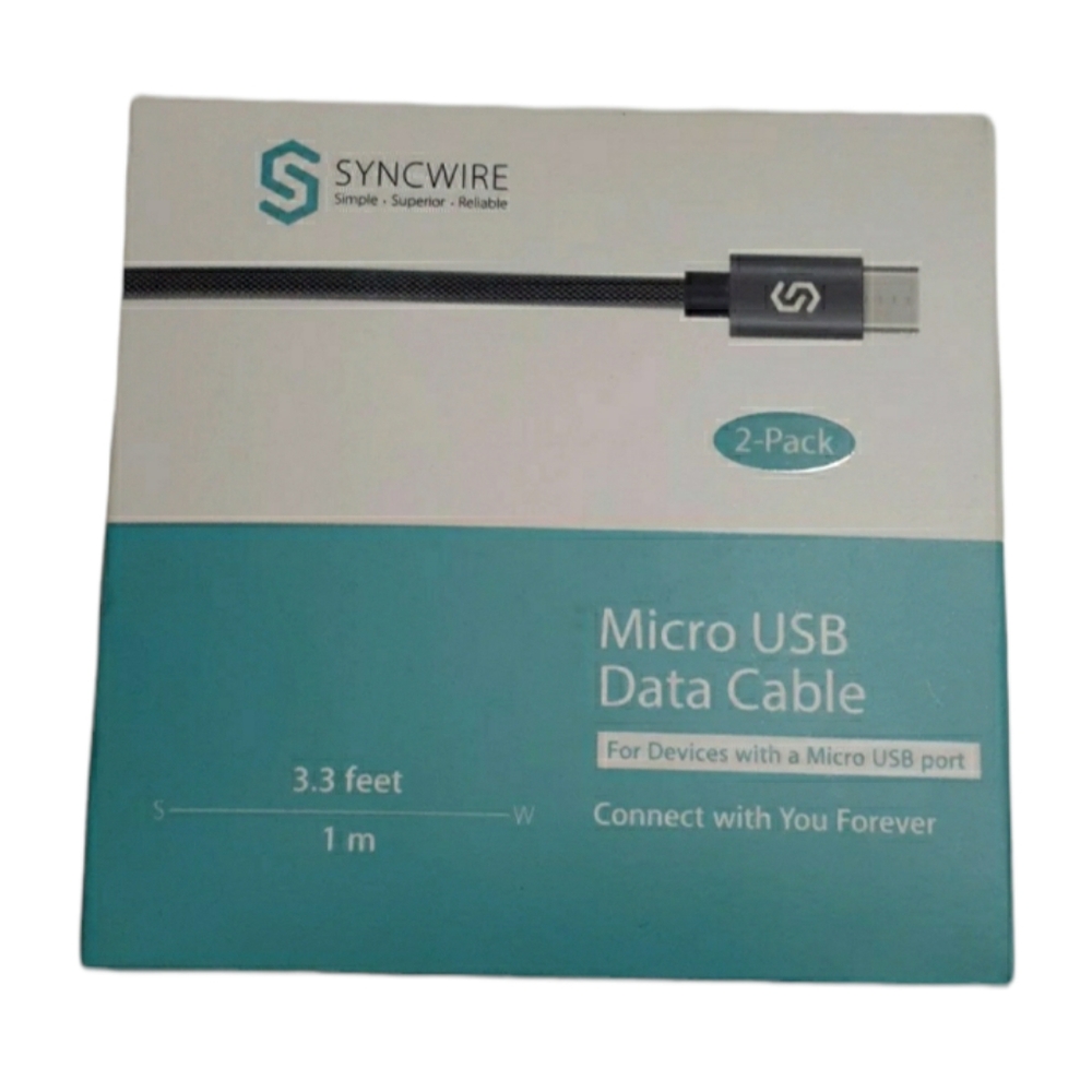 Micro USB Data cable 3ft charger cord nib 2 pack